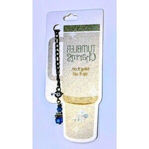 Aquamarine Jeweled Clip-On Trinket Tumbler Drink Cup Bag Charm Bauble NIP